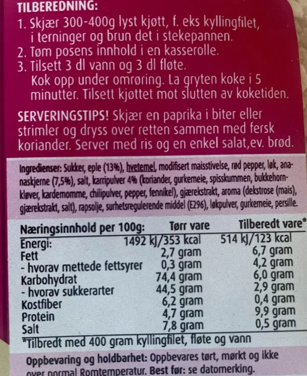 Bali Kyllinggryte 10 pk
