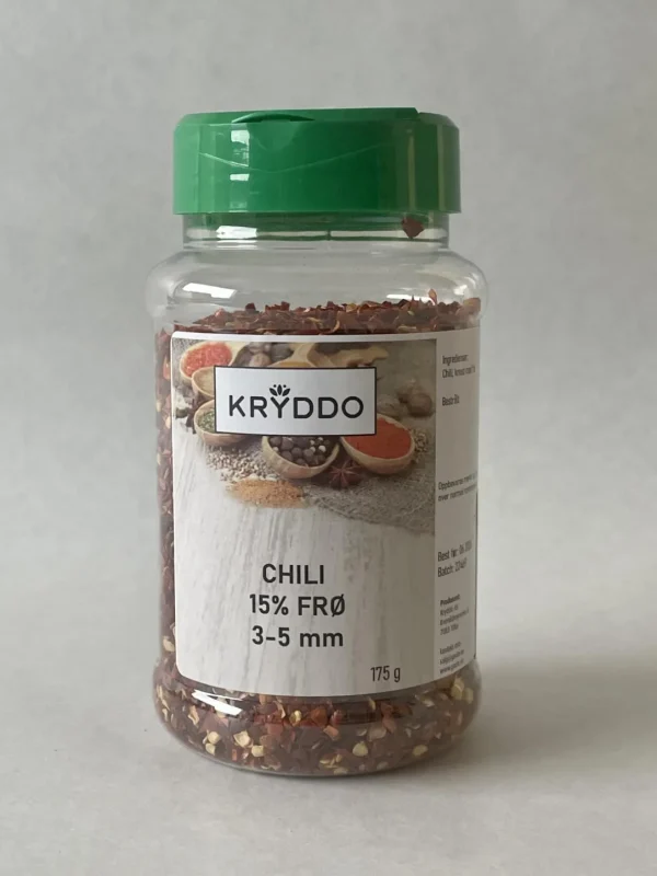 Chili 15% Frø 3-5 mm 175 gram i boks