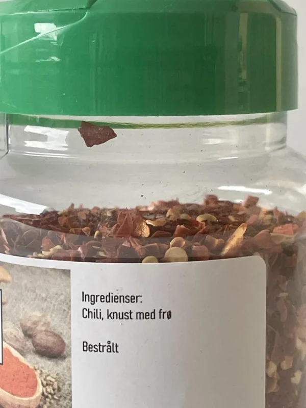 Chili 15% Frø 3-5 mm 175 gram i boks