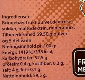 Energidrikk Bringebær med Mineraler Ekte Fruktpulver