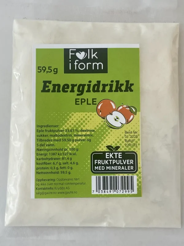 Energidrikk Eple med Mineraler Ekte Fruktpulver