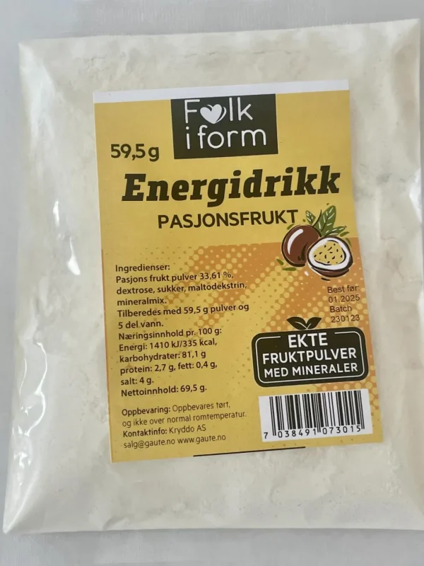Energidrikk Pasjonsfrukt med Mineraler Ekte Fruktpulver
