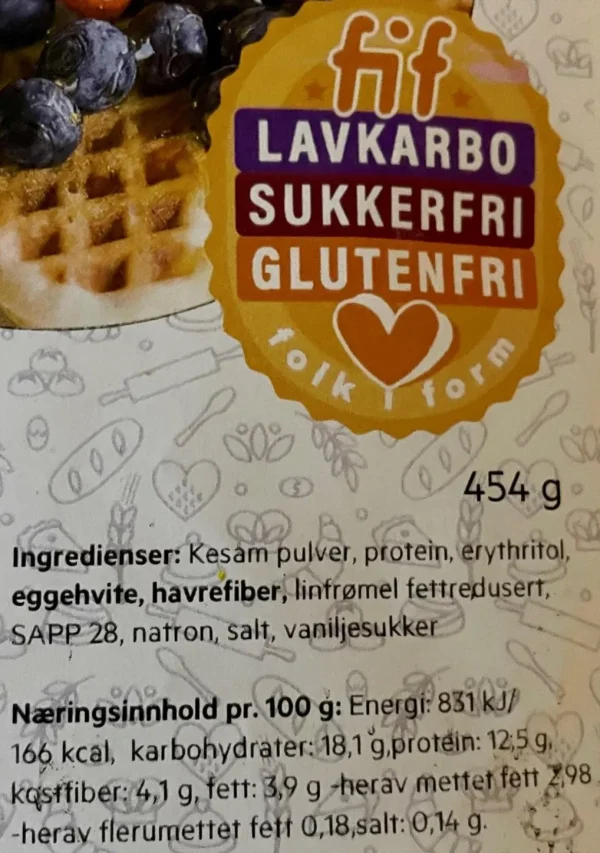 FIF Vafler Lavkarbo Sukker- og Glutenfri 454 g