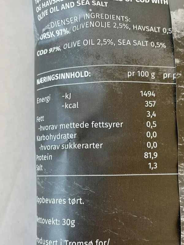 Haill Tørrfiskchips Havsalt 30 gram
