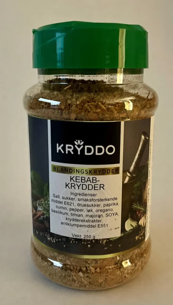Kebab krydder 250 gram i boks