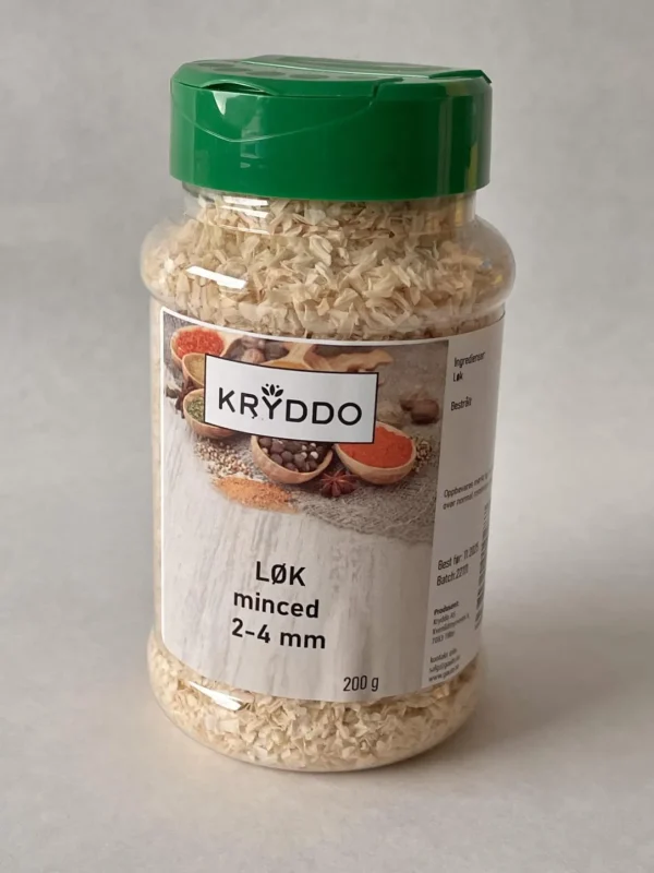 Løk minced 2-4 mm 200 gram i boks
