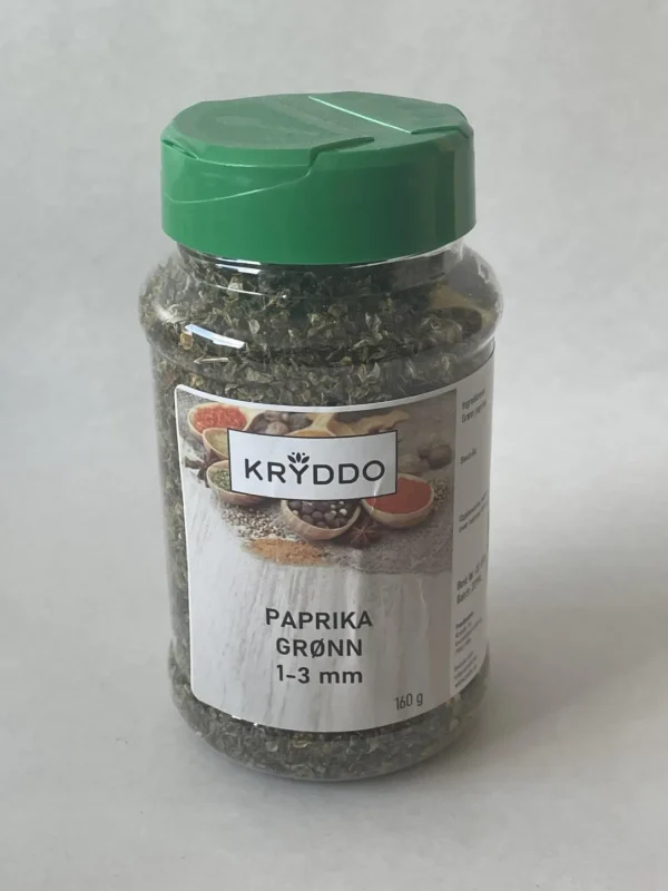 Paprika grønn 1-3 mm, 160 gram i boks