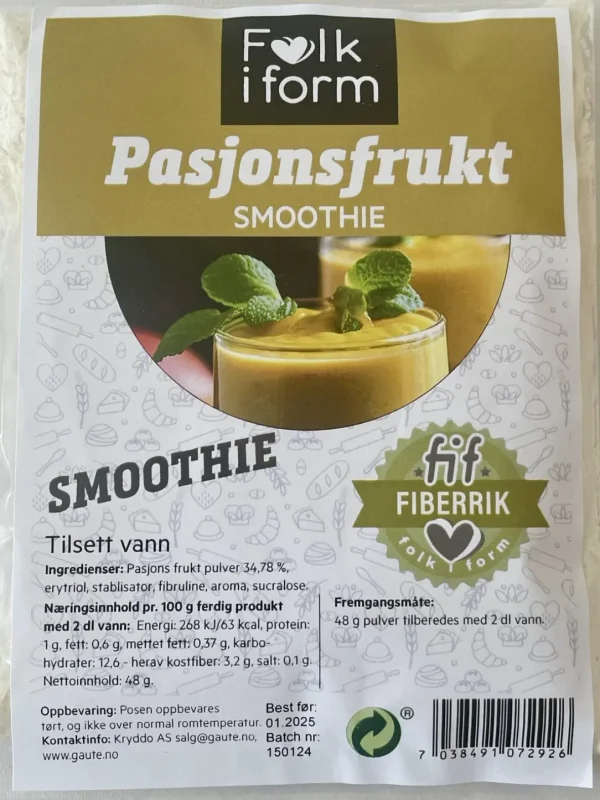 Pasjonsfrukt Smoothie Melkefri og Fiberrik