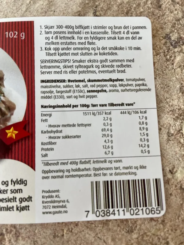 Stroganoff gryte 10 pk