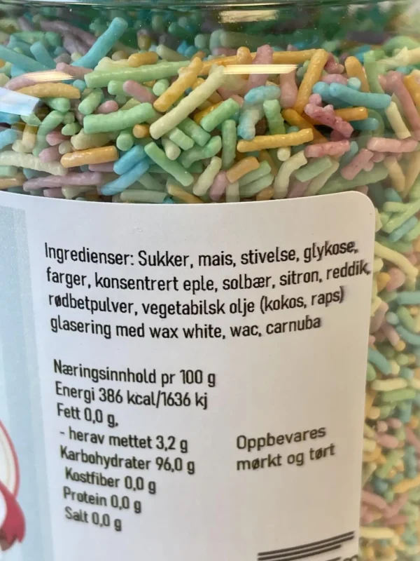 Strøssel Staver flerfarget 350 gram
