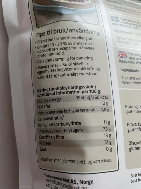 Sukrin Mandelmel 400 g