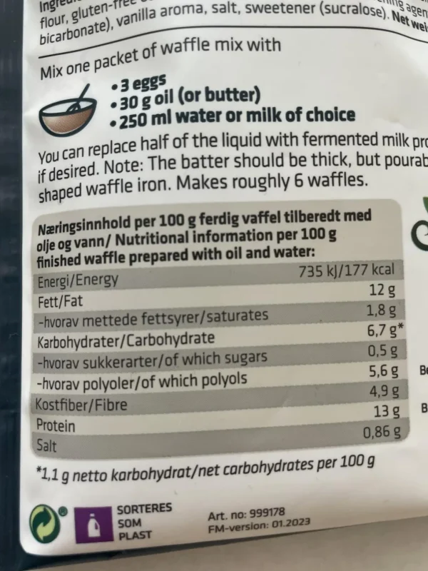 Sukrin Waffle Mix 100 gram