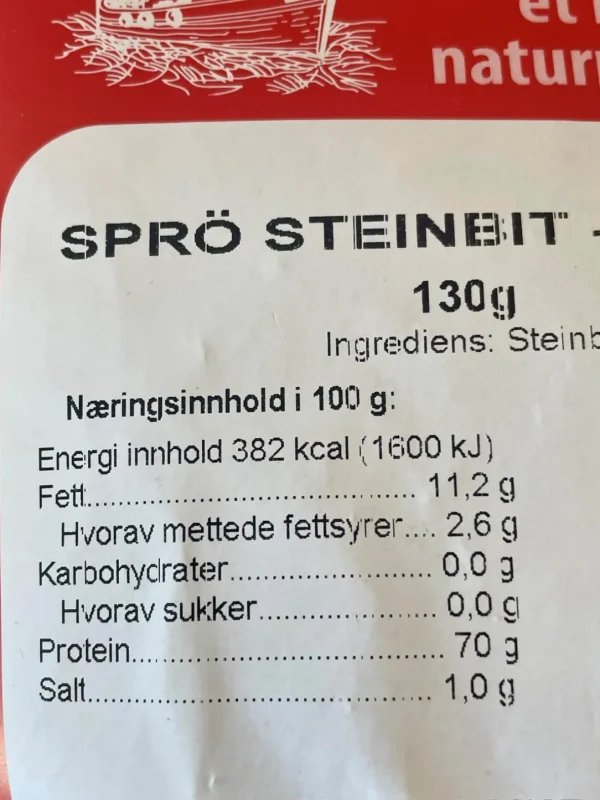 Tørrfisk Steinbit Sprø 130 gram